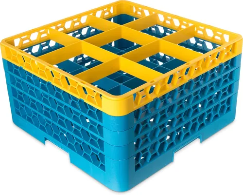Miniatura 67 de Carlisle FoodService Products RG9-214 OptiClean Estante de vidrio con 9 compartimentos con 2 extensores, 7.12 pulgadas, polipropileno, azul