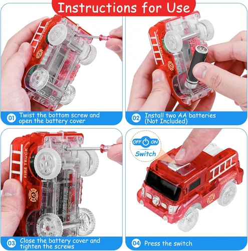 Miniatura 5 de FancyWhoop Solo repuesto para autos de pistas – Coches mágicos iluminados para pistas compatibles con autos de juguete que brillan en la oscuridad