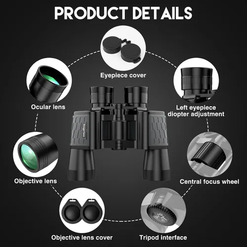 Miniatura 7 de Prismáticos HD de 10 x 50 para adultos de alta potencia, impermeables y compactos para observación de aves, viajes, visión con poca luz, agarre