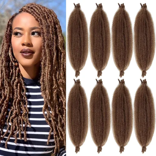 Miniatura 31 de Cabello Spring Twist Pre-Esponjado Color 4 Cabello Afro de Giros Elásticos 8 Paquetes Cabello Marrón Marley Twist para Trenzado para Locs de Marrón