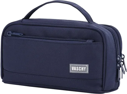 Miniatura 9 de VASCHY Estuche para lápices, organizador grande con cremalleras y asa superior, suministros escolares para niños, adolescentes, estudiantes