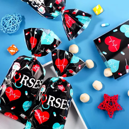 Miniatura 4 de Paquete de 100 bolsas de regalo para la semana de las enfermeras, bolsas de dulces de enfermería, bolsas de regalo médico, bolsas de regalo