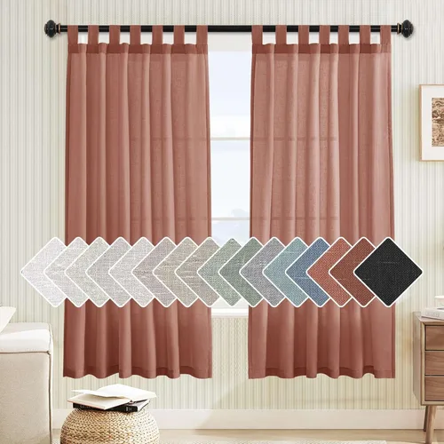 Miniatura 10 de H.VERSAILTEX Cortinas aireadas mezcladas de lino natural con pestaña superior para sala de estar, decoración del hogar, material suave y rico que