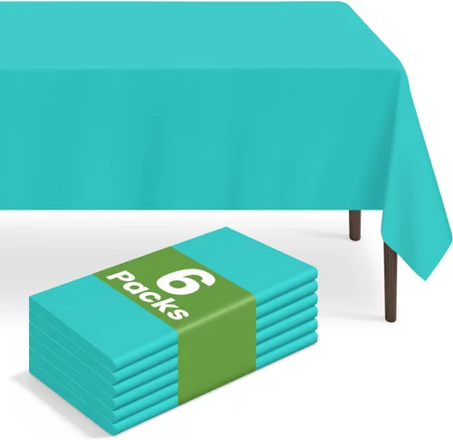 Miniatura 23 de Paquete de 6 manteles de plástico desechables azules y blancos a cuadros, manteles de plástico azules para fiestas, 54 x 108 pulgadas impermeables
