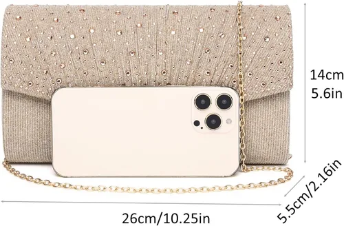 Miniatura 5 de Bolsos de noche para mujer con lentejuelas y purpurina para mujer bolso formal con sobre de diamantes de imitación para boda fiesta graduación