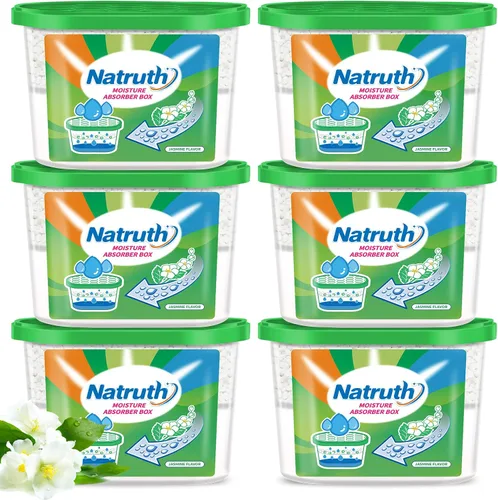 NATRUTH - Cajas de absorción de humedad, jazmín 800ml (6 paquetes)*12.5OZ Deshumidificador para armario, eliminadores de humedad y olores,