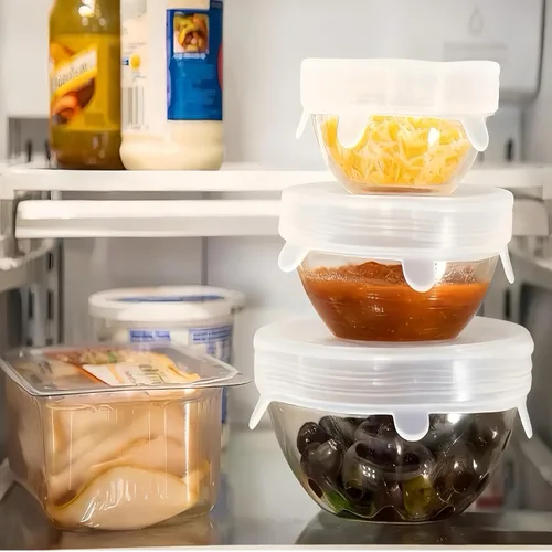 Miniatura 5 de Tapas elásticas reutilizables de silicona para almacenamiento de alimentos en el refrigerador, cubiertas redondas de silicona flexibles para tazones