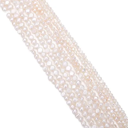 Miniatura 4 de Beadia - Cuentas de perlas naturales con orificio lateral de 7-8 mm, perlas cultivadas de agua dulce, blancas, piedras preciosas sueltas para hacer