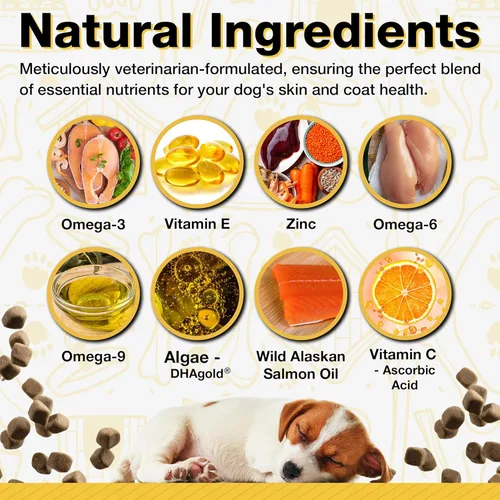 Miniatura 4 de Suplementos de aceite de pescado para perros, 60 vitaminas Omega 3 de aceite de pescado para perros, alivio de la picazón formulado por veterinarios