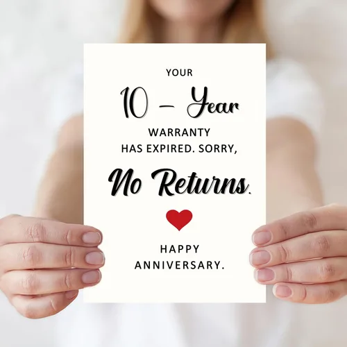 Miniatura 5 de Tarjeta Divertida de 10º Aniversario, Tarjeta de Regalo de 10º Aniversario de Bodas para Él Ella Esposo Esposa Parejas, Tarjetas de Aniversario
