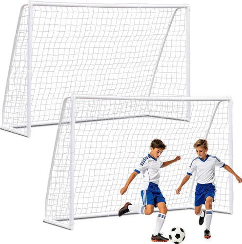 Miniatura 8 de ZENY Portería de fútbol portátil para patio trasero, 12 x 6 / 10 x 6.5 / 8 x 5 pies, red y marco de fútbol para niños y adultos para práctica