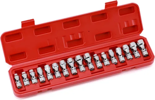 Miniatura 7 de MIXPOWER Juego de 17 piezas de 3/8" de accionamiento universal de junta universal, de 6 puntas, SAE y métrico, de 10-19 mm, de 3/8"-3/4", enchufe