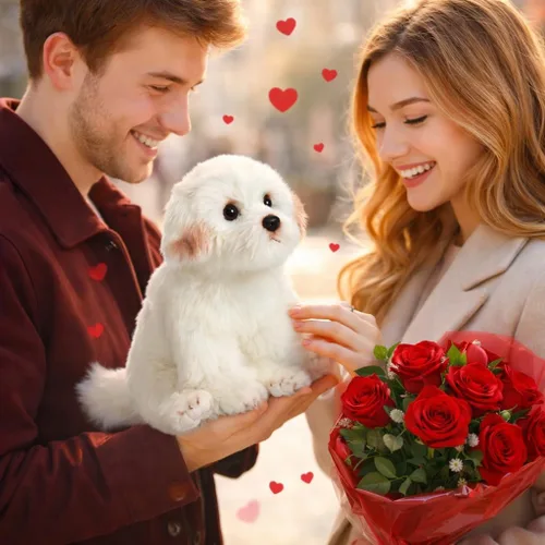 Miniatura 3 de HollyHOME Peluche maltés realista de perro maltés, regalo para mascotas, 13 pulgadas