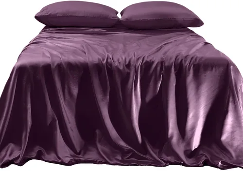 Miniatura 23 de Elegant Comfort Lujoso juego de sábanas de satén sedoso de 4 piezas, agradable para la piel y el cabello, resistente a las arrugas, la decoloración