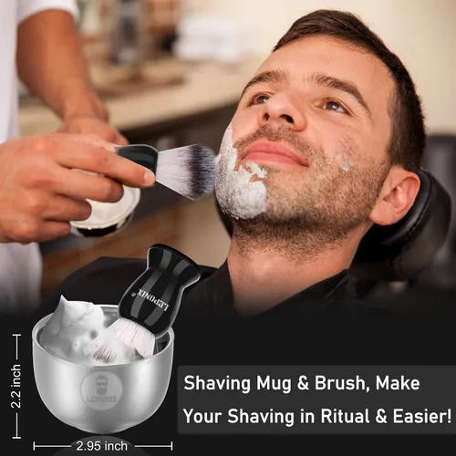 Miniatura 4 de Kit de afeitado para hombres - Set de regalo de amigo secreto, incluye afeitadora de seguridad, crema de afeitar de sándalo, aftershave, aceite