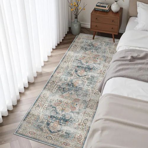 Miniatura 221 de Madane Tapete lavable de 2 x 10 pies para pasillo, cocina, recibidor, clásico, suave, antideslizante para interiores, casa de campo, baño, sala
