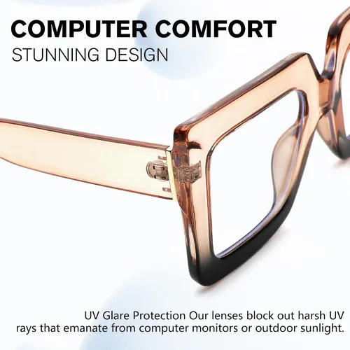 Miniatura 31 de Pro Acme Gafas de bloqueo de luz azul, marcos cuadrados grandes, anteojos falsos para mujer