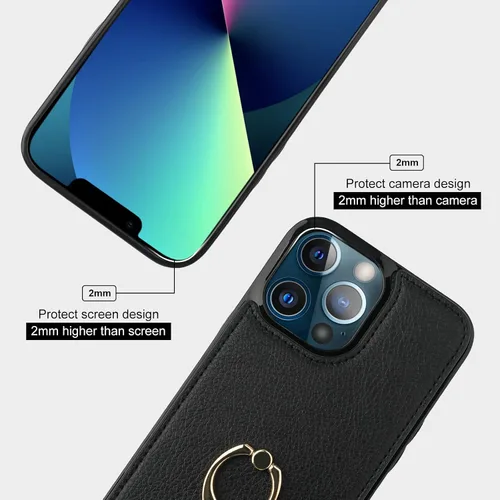 Miniatura 8 de Folosu Funda compatible con iPhone 13 Pro Max con soporte para tarjetas, rotación de 360°, soporte de anillo de dedo con función atril, protección