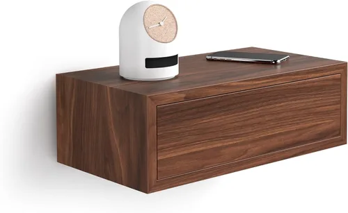 Miniatura 12 de Mobili Fiver, Mesita de Noche Flotante Riccardo, Madera de Fresno Negra, Fabricado en Italia