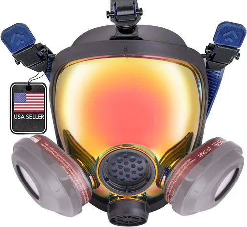 Miniatura 14 de Parcil Distribution Full Face Respirator Mask - Air Purifying, Organic Vapor & Particulate - Industrial Use - CE Tested Pd-100 Azul Ártico