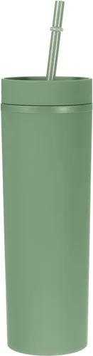 Miniatura 10 de uxcell Vaso delgado con tapas y pajitas, vaso delgado de 16 onzas color negro mate a granel, vaso acrílico pastel reutilizable, vaso de plástico