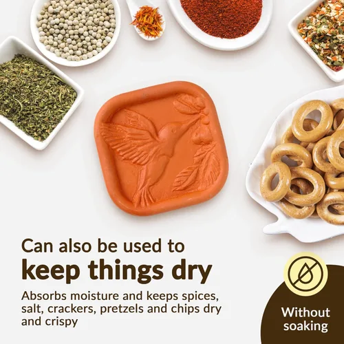 Miniatura 6 de Terra Cotta Sugar Saver Suavizante seguro para alimentos para galletas, malvaviscos, frutas secas, especias y más Diseño de colibrí Protector