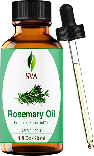 SVA Aceite esencial de romero – 1 onza líquida – Aceite de romero 100% natural para el cabello, cara, cuidado de la piel, difusor, aromaterapia,