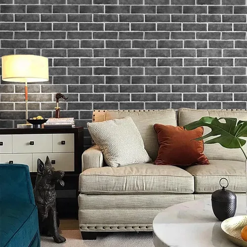 Miniatura 4 de HeloHo Papel Tapiz de Ladrillo Gris de 196.8"X17.7" Despegar y Pegar Autoadhesivo Removible con Textura 3D para Salpicadero de Cocina Sala de Estar
