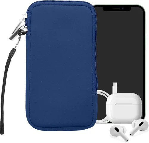 Miniatura 8 de kwmobile Bolsa de neopreno para teléfono tamaño XL - 6.7/6.8 pulgadas - Funda universal para celular con cremallera, correa para la muñeca