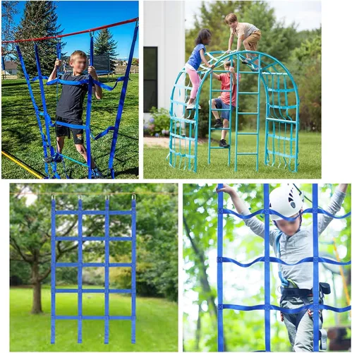 Miniatura 6 de Red de carga de escalada, escalera para patio de juegos al aire libre, red de obstáculos de seguridad para niños, patio trasero, ninja guerrero