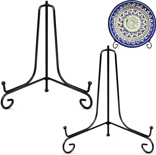 Vivinin Paquete de 2 soportes para platos, soporte de marco de metal y exhibición de obras de arte, soporte de marco de fotos de 8 pulgadas para