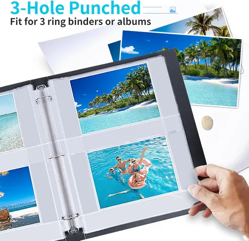 Miniatura 7 de Fabmaker Paquete de 30 fundas de fotos para carpeta de 3 anillas (4 x 6, para 120 fotos), protectores de páginas de archivo, páginas de repuesto