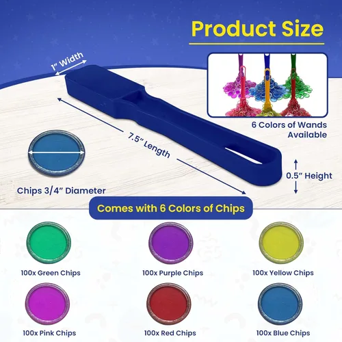 Miniatura 4 de MR CHIPS Fabricado en EE.UU. Juego de 6 varitas magnéticas para bingo y 600 piezas de fichas de plástico de ¾ pulgada mejoradas con anillos de metal