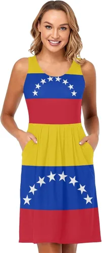 Miniatura 3 de Vnurnrn Vestido corto sin mangas con la bandera de Venezuela para mujer