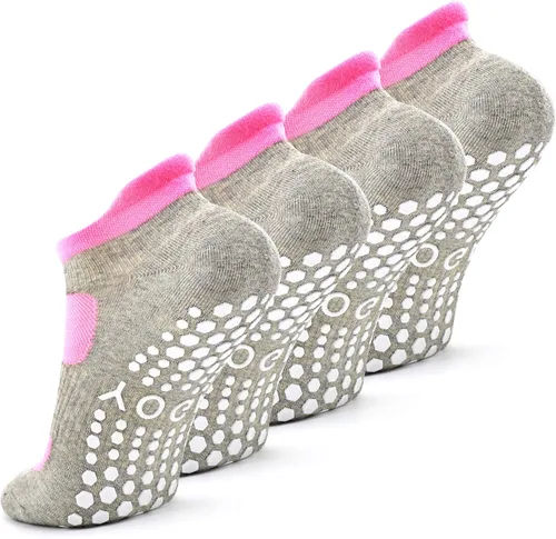 Busy Socks Paquete de 2 calcetines antideslizantes para yoga, pilates, fitness, hospital, para mujeres y hombres, antideslizantes, para danza,
