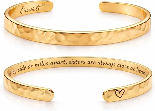Carviell Pulseras grabadas para mujer, inspiradoras, amistad, amor, mamá, hija, hermana, cristiana, graduación, conmemoración y regalos de boda, más