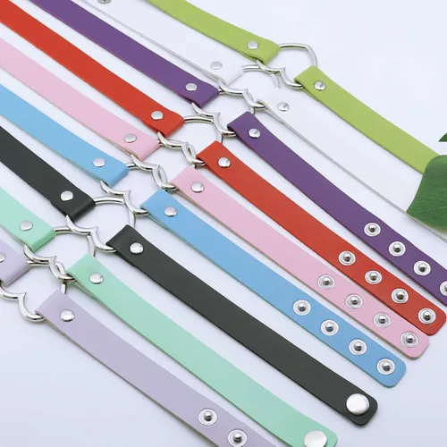 Miniatura 5 de ETHOON Gargantilla ajustable de piel con corazón, estilo punk, estilo gótico, collar suave con cadena, para mujeres y niñas