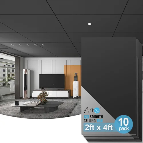 Miniatura 10 de Art3d Paneles Acústicos para Techo Suspendido 24x48 Paquete de 10, Paneles Insonorizados 2x4ft para Revestimientos de Pared, Blanco