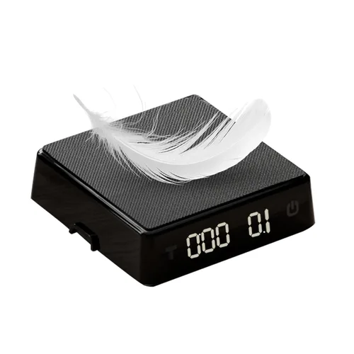 Báscula de café con temporizador – Escala de café expreso con temporizador mini recargable, portátil, pequeña y compacta para granos de café,