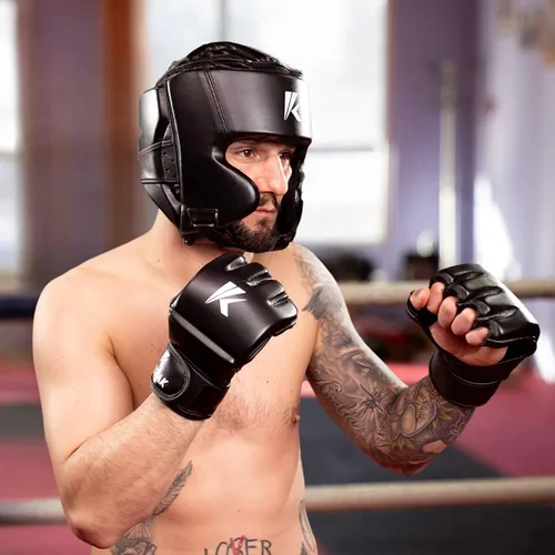 Miniatura 8 de Kruzak - Gorros de boxeo unisex - Entrenamiento de MMA, acolchado ajustable, Kara, Muay Thai, Kickboxing, Sparring, artes marciales, karate, Negro