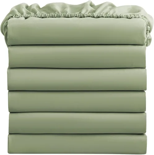 Miniatura 8 de FreshCulture Sábanas ajustadas tamaño King, paquete al por mayor de 6, bolsillo profundo, sábanas bajeras de microfibra suave para el hogar, Blanco
