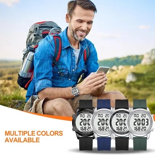 Miniatura 7 de Reloj podómetro para caminar para personas mayores, sin aplicación necesaria, con contador de pasos y calorías y LCD con números grandes Negro
