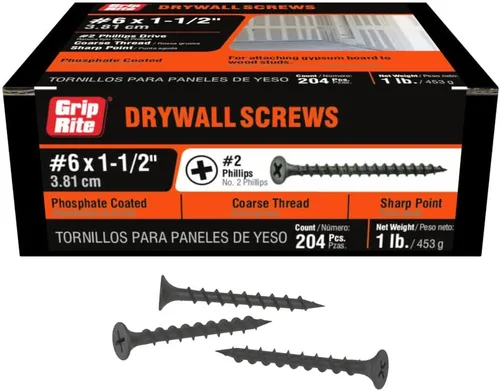 Miniatura 13 de Grip-Rite 1CDWS1 #6 X 1" Phillips Bugle Head Coarse Thread Sharp Point Tornillo para Paneles de Yeso, Caja de 1 libra