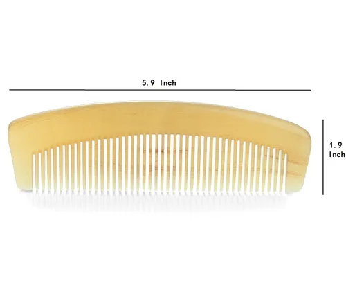 Miniatura 2 de Peine de cuerno de oveja natural antiestático 100% hecho a mano de primera calidad, peine de masaje profesional para desenredar (Mellowandfull)