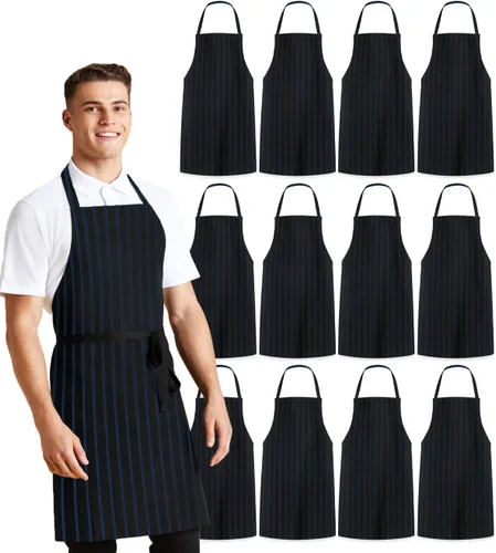 Miniatura 10 de Avalon Kitchen Aprons for Men - 100% Polyester Chef Apron Women with Extra Long Ties - Cooking Aprons for Women & Mens Apron Blanco