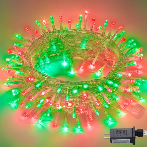 Miniatura 41 de JMEXSUSS Luces rojas blancas y azules con cable transparente, 66 pies, 200 luces LED para decoración del 4 de julio, luz de Navidad para celebración