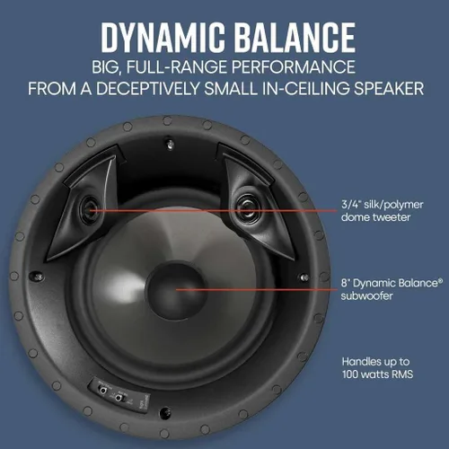 Miniatura 3 de Polk Audio Altavoces de sonido envolvente redondos de 2 vías 80F/X-RT en el techo, woofer de 8 pulgadas, tweeters duales de 3/4 pulgadas 100