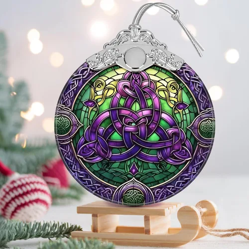 Miniatura 3 de Adorno de Nudo Celta de Vidrio Manchado - Adorno Navideño - Adornos Navideños para Árbol - Ideas de Regalo de Vacaciones - Intercambio de Regalos