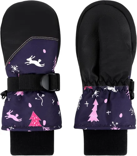 Miniatura 13 de Duoyeree Guantes impermeables para niños y niñas, con forro polar, para invierno, nieve, esquí, aislamiento grueso para clima frío