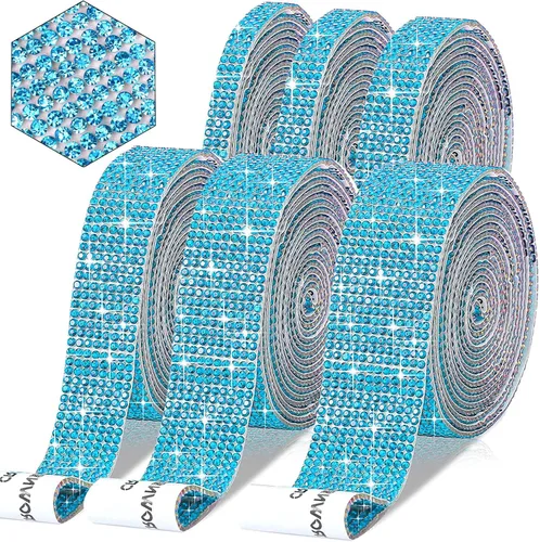 Miniatura 9 de 6 rollos de cinta de diamantes de imitación autoadhesiva con diamantes de imitación de 0.079 pulgadas (0.079 in) para manualidades, decoración de AB